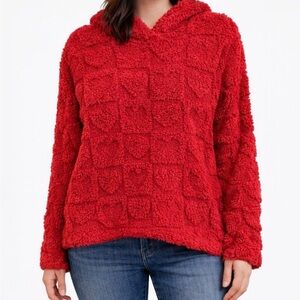 Cozy Red Textured Hoodie